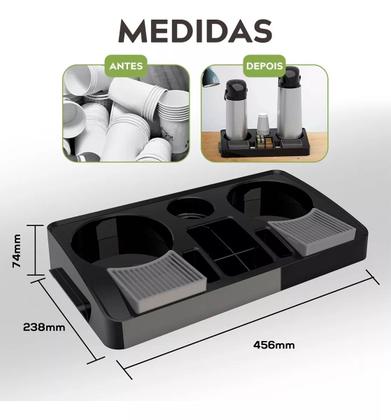 Imagem de Kit 2 Garrafa Térmica Verona 1,0L Preta e Bege+ 1 Bandeja Organizadora Servire 2