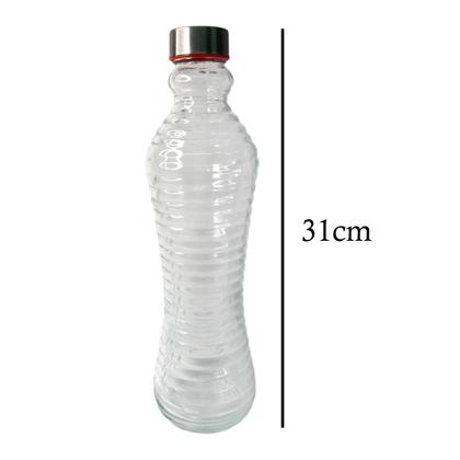 Imagem de Kit 2 Garrafas De Vidro 1 Litro Com Tampa Inox Resistente