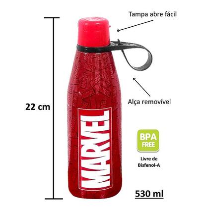Imagem de Kit 2 Garrafas Homem Aranha Tampa Abre Fácil 530ml Plasútil