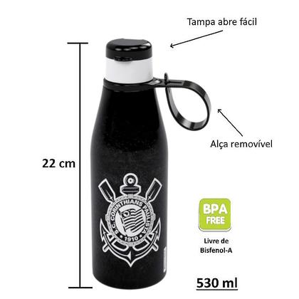 Imagem de Kit 2 Garrafinhas de Água Corinthians Hidratação 530ml Produto Oficial