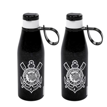 Imagem de Kit 2 Garrafinhas de Água Corinthians Hidratação 530ml Produto Oficial