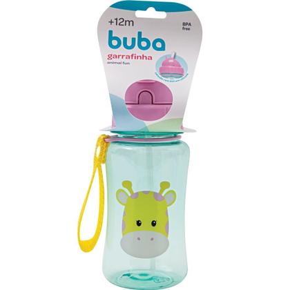 Imagem de Kit 2 garrafinhas infantil 400 ml buba com 2 canudos extra reposição retrátil silicone