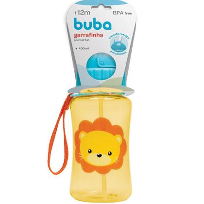 Imagem de Kit 2 garrafinhas infantil 400 ml buba com 2 canudos extra reposição retrátil silicone