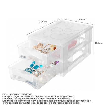 Imagem de Kit 2 Gaveteiro Médio Para Organizar Com 2 Gavetas Transparente