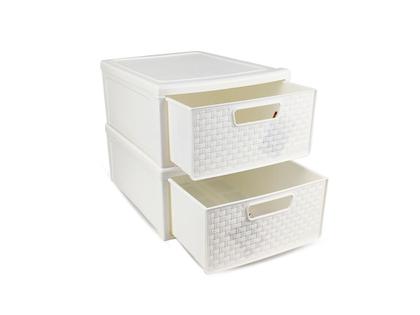 Imagem de Kit 2 Gaveteiro Modular Empalhável Organizador Multiuso Rattan Plástico Resistente 1 Unidade