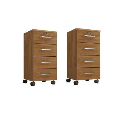 Imagem de Kit 2 Gaveteiros 4 Gavetas com Rodízios e Chave Gávea