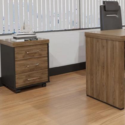 Imagem de Kit 2 Gaveteiros Executivo 3 Gavetas com Rodinhas e Chave para Escritório