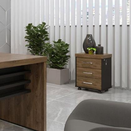 Imagem de Kit 2 Gaveteiros Executivo 3 Gavetas com Rodinhas e Chave para Escritório