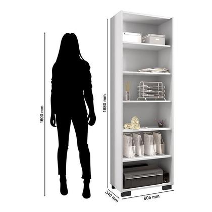 Imagem de Kit 2 Gaveteiros para Escritório Gávea com Chave e 2 Livreiros Office Branco Fosco  Móveis Leão