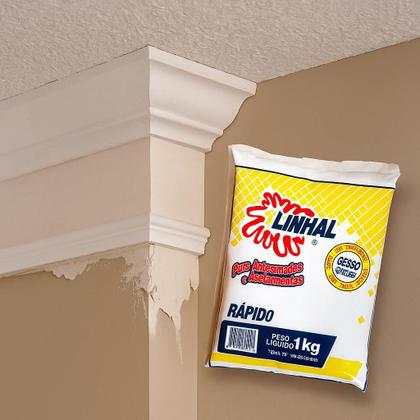 Imagem de Kit 2 Gesso Rápido Estuque Artesanato Linhal 1kg Cada