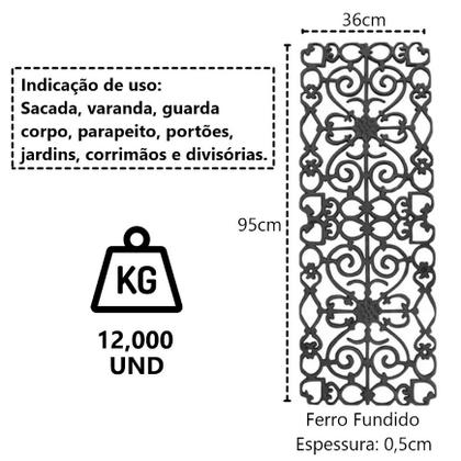 Imagem de Kit 2 Grades de Ferro Ramada Sacada Varanda Escada 95x36cm