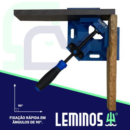 Imagem de Kit 2 Grampo Sargento 90 Graus Angular Braçadeira Canto Esquadro Aperto Marcenaria Serralheria