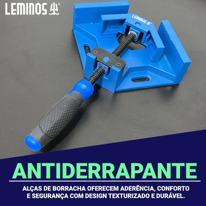 Imagem de Kit 2 Grampo Sargento 90 Graus Angular Braçadeira Canto Esquadro Aperto Marcenaria Serralheria