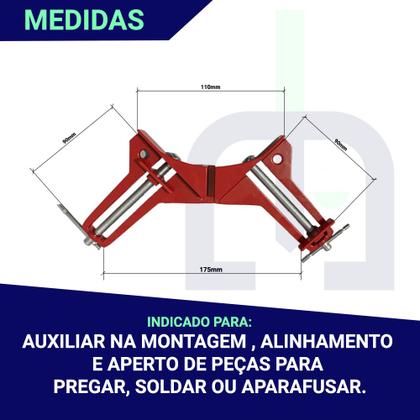 Imagem de Kit 2 Grampo Sargento Angular + Esquadro 14Pol Canto 90 Graus Marceneiro 350 Mm Metalico