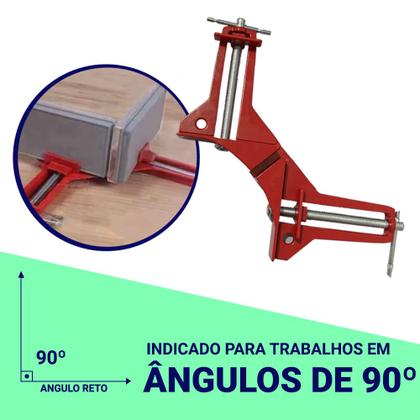Imagem de Kit 2 Grampo Sargento Angular + Esquadro 14Pol Canto 90 Graus Marceneiro 350 Mm Metalico