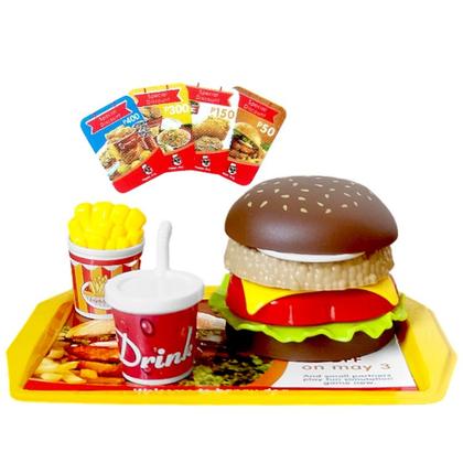 Imagem de Kit 2 Hambúrguer de Brinquedo Copo Refrigerante e Batatinha