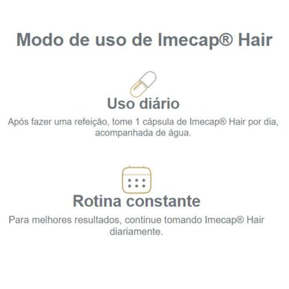 Imagem de Kit 2 IMECAP Hair Cabelos e Unhas Suplemento Alimentar 60 cápsulas