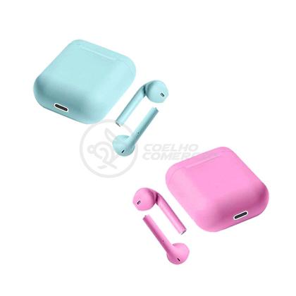 Imagem de Kit 2 Inpods 12 TWS  Wireless Bluetooth Ele e Ela Azul e Rosa Presente para Namorados