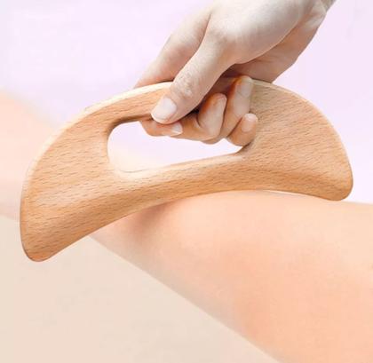 Imagem de Kit 2 Instrumento Gua Sha Liberação Miofascial Madeira Maciça