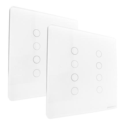 Imagem de kit 2 Interruptor Inteligente Zigbee NovaDigital 8 Teclas Botões Touch Compatível Tuya Smart Life Alexa Google Voz 110V 220V Branco