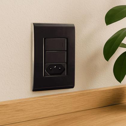 Imagem de Kit 2 Interruptor Simples + Tomada 10A Grafite Liz Tramontina