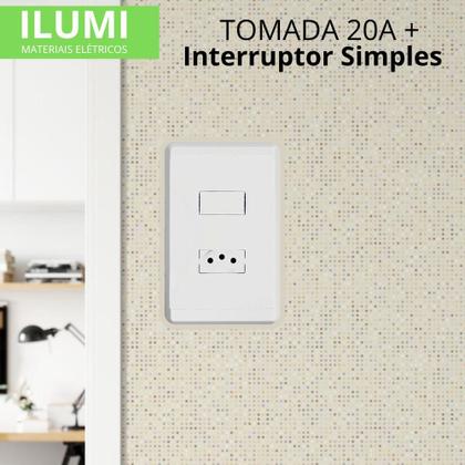 Imagem de Kit 2 Interruptores Simples 4x2 Tomada I9 20A Elétrica Residencial Instalação Luz Obra Técnica