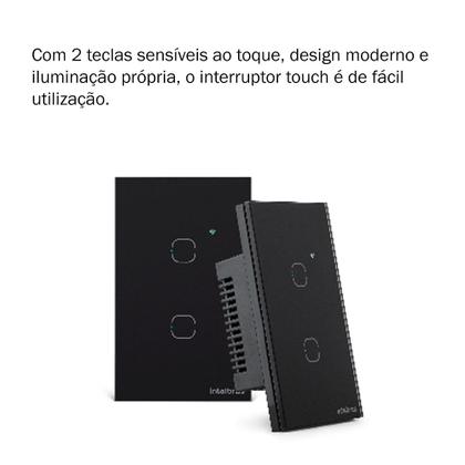 Imagem de Kit 2 Interruptores Smart Inteligente Touch Wi-fi 2 Teclas Ews 1002 Intelbras