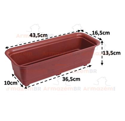 Imagem de Kit 2 jardineiras Vaso Retangular 39cm Planta Flor Plástica Jardim  Marrom - AMZ
