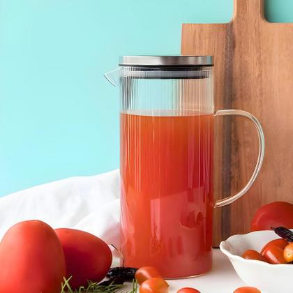 Imagem de Kit 2 Jarra De Vidro Marine Tampa Inox Suco Água Resistente 1,4 L