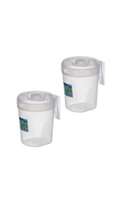 Imagem de Kit 2 Jarras 4L de Plástico Transparente Com Tampa Alça Suco Água