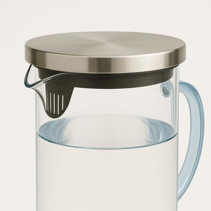 Imagem de Kit 2 Jarras Vidro Resistente Azul 1,5 L Suco Agua Tampa Inox