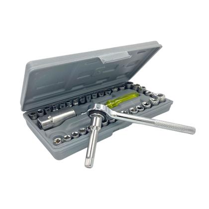 Imagem de Kit 2 Jogo de Soquete com Chave Catraca Reversível Completo 40 pçs C/Chave de Vela WL-40PC