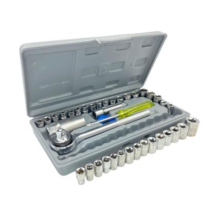 Imagem de Kit 2 Jogo de Soquete com Chave Catraca Reversível Completo 40 pçs C/Chave de Vela WL-40PC