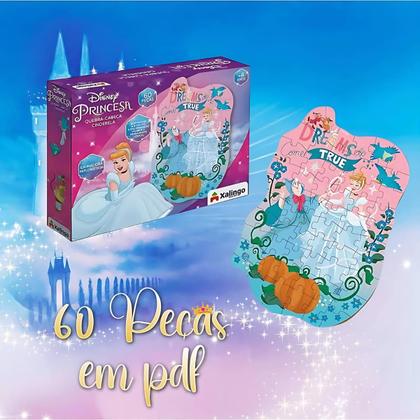 Imagem de Kit 2 Jogo Quebra Cabeça Princesa Cinderela 60 Peças De Madeira Infantil Criança Disney - Xalingo