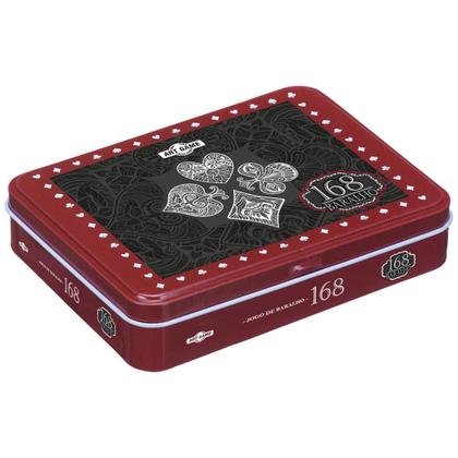Imagem de Kit 2 Jogos Baralhos Luxo Plástico Resistente Estojo De Lata - Art Game