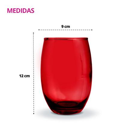 Imagem de Kit 2 Jogos Copos Vidro Bellagio Vermelho Colorido 450ml