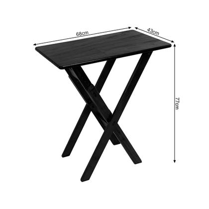 Imagem de Kit 2 Jogos de Mesa Aparador Bar Dobrável com 2 Cadeiras em Madeira Maciça - Preto