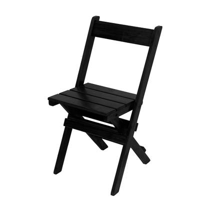 Imagem de Kit 2 Jogos de Mesa Aparador Bar Dobrável com 2 Cadeiras em Madeira Maciça - Preto