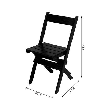Imagem de Kit 2 Jogos de Mesa Aparador Bar Dobrável com 2 Cadeiras em Madeira Maciça - Preto