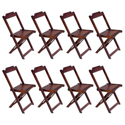 Imagem de Kit 2 Jogos de Mesa Dobrável com 4 Cadeiras em Madeira Maciça 70x70 - Imbuia