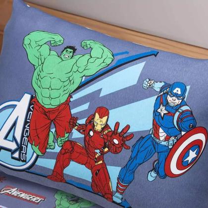 Imagem de Kit 2 Jogos Lençol Marvel Menino Homem Aranha Vingadores Infantil Algodão Cama Solteiro