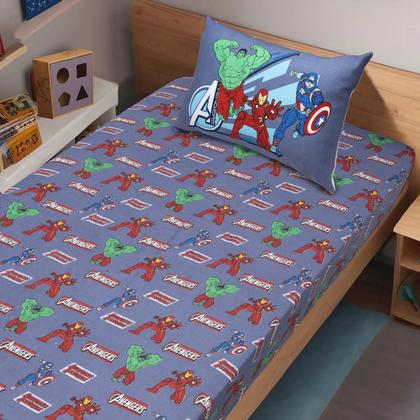 Imagem de Kit 2 Jogos Lençol Marvel Menino Homem Aranha Vingadores Infantil Algodão Cama Solteiro