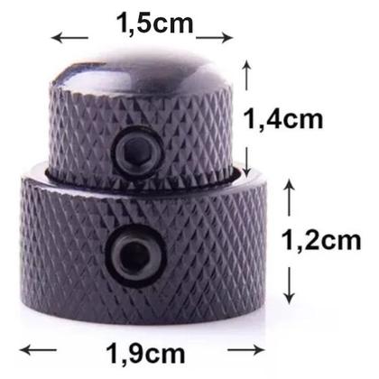 Imagem de KIT 2 Knob duplo Metal concentrico medio PRETO DOLPHIN