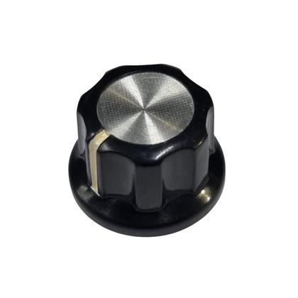 Imagem de Kit 2 Knob Preto Estriado ABS Topo Aluminio Escovado 