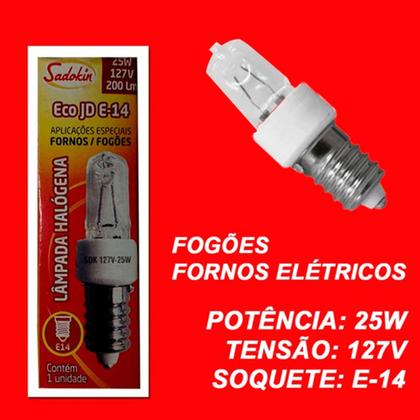 Imagem de kit 2 Lâmpada Halógena Para Fornos E Fogões Eco Jd E-14 25w 127v