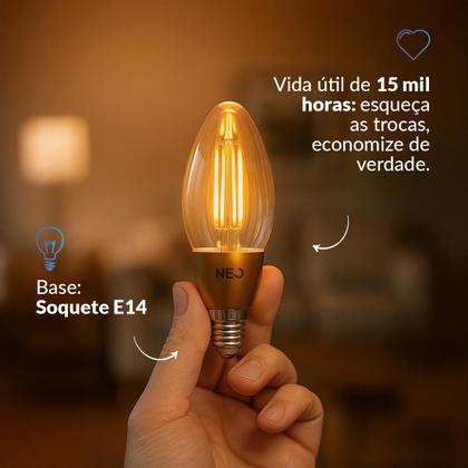 Imagem de Kit 2 Lampada Led Vela Smart Inteligente Wi Fi 4w Colorido E14 110v/220v Cod: 290762477-2 Neo Avant