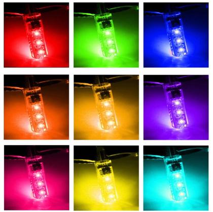 Imagem de Kit 2 Lâmpada Pingão Led Rgb 16 Cores Controle Pingo T10