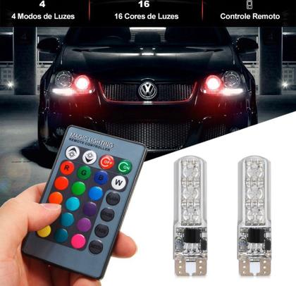 Imagem de Kit 2 Lâmpada Pingão Led Rgb 16 Cores Controle Pingo T10