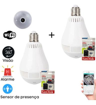 Imagem de Kit 2 Lâmpadas Espiã 360 Com Cartão Memória 32g Original