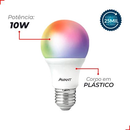 Imagem de Kit 2 Lampadas Led Smart Inteligente Wi Fi Alexa google 10w RGB E27 Cod: 290028177-2 Avant Neo